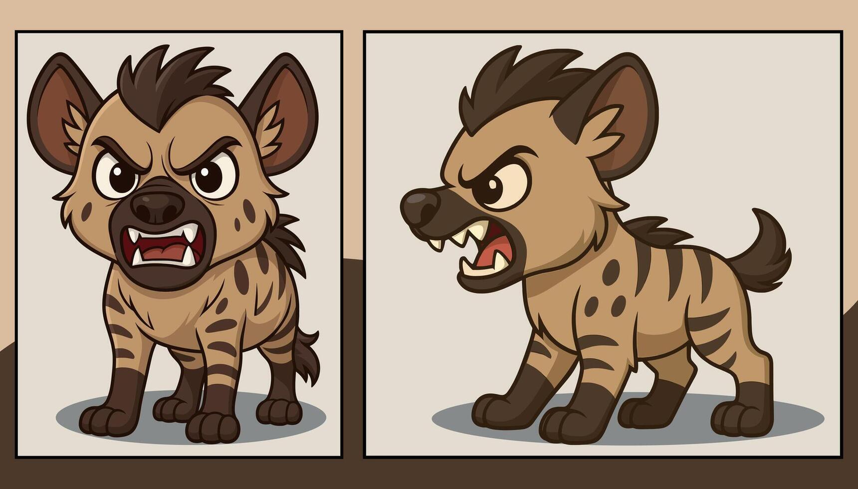 Hyena front and side view cartoon illustration vector