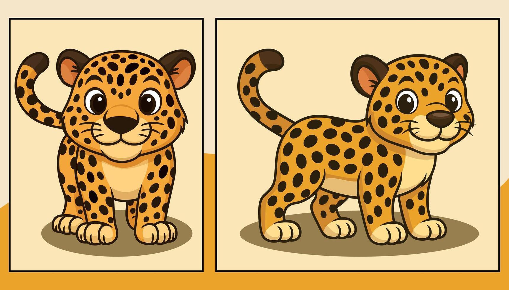 Jaguar front and side view cartoon illustration vector