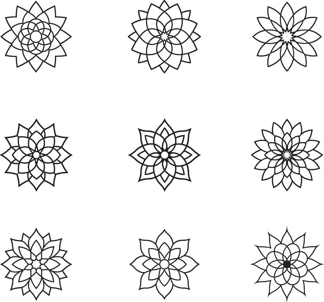 Hand-Drawn Mandala Petal Designs vector