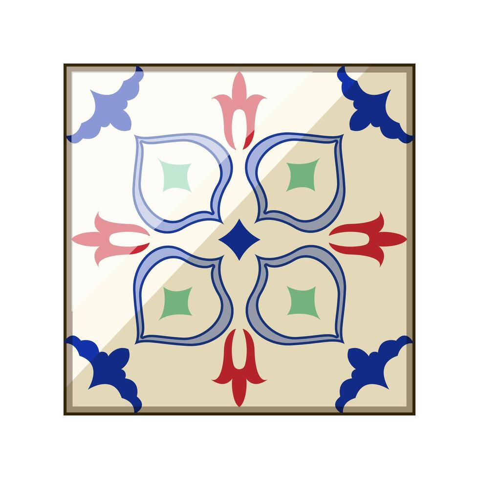 decorative arabic mosaic tile cartoon illustration vector