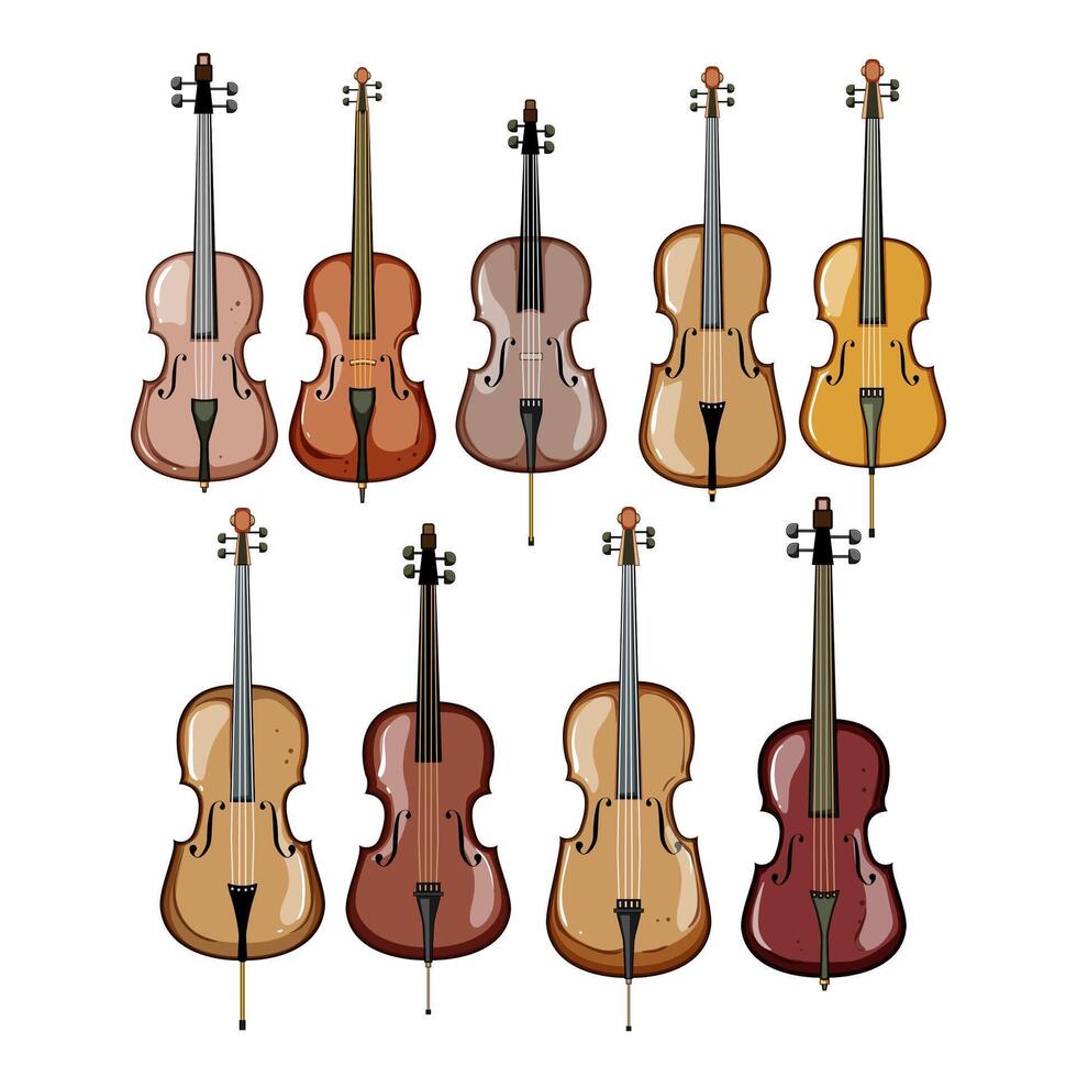 cello set cartoon pack vector