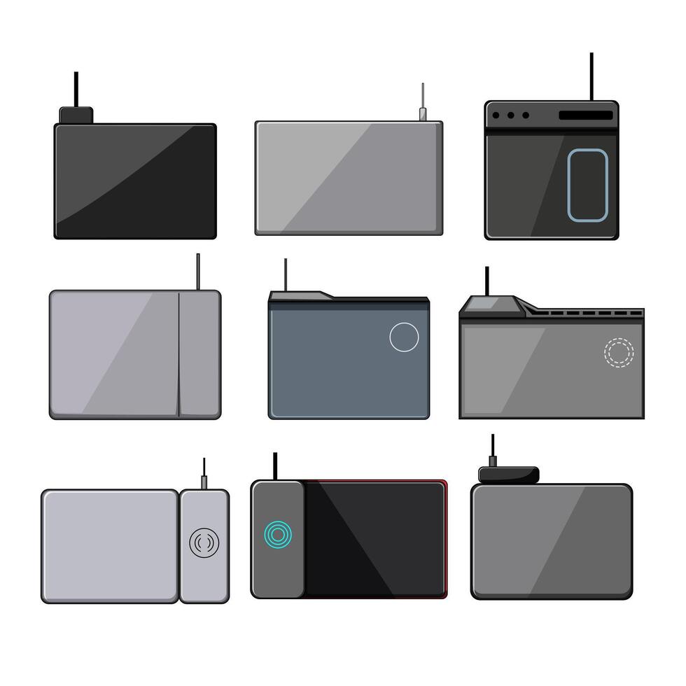 charging mouse pad wireless set cartoon pack vector