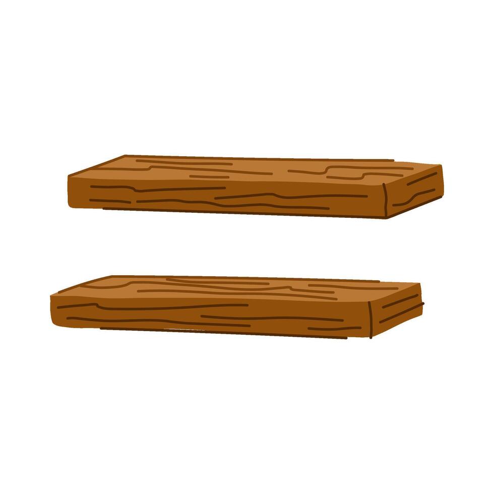 wood floating shelves cartoon illustration vector