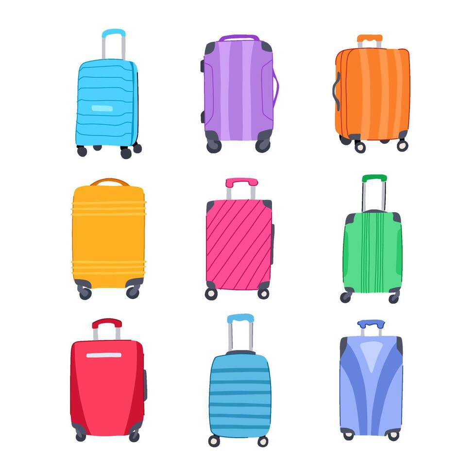 hard shell suitcase set cartoon illustration vector