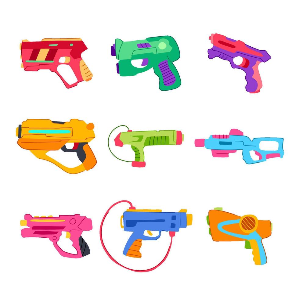 laser tag gun toy set cartoon illustration vector