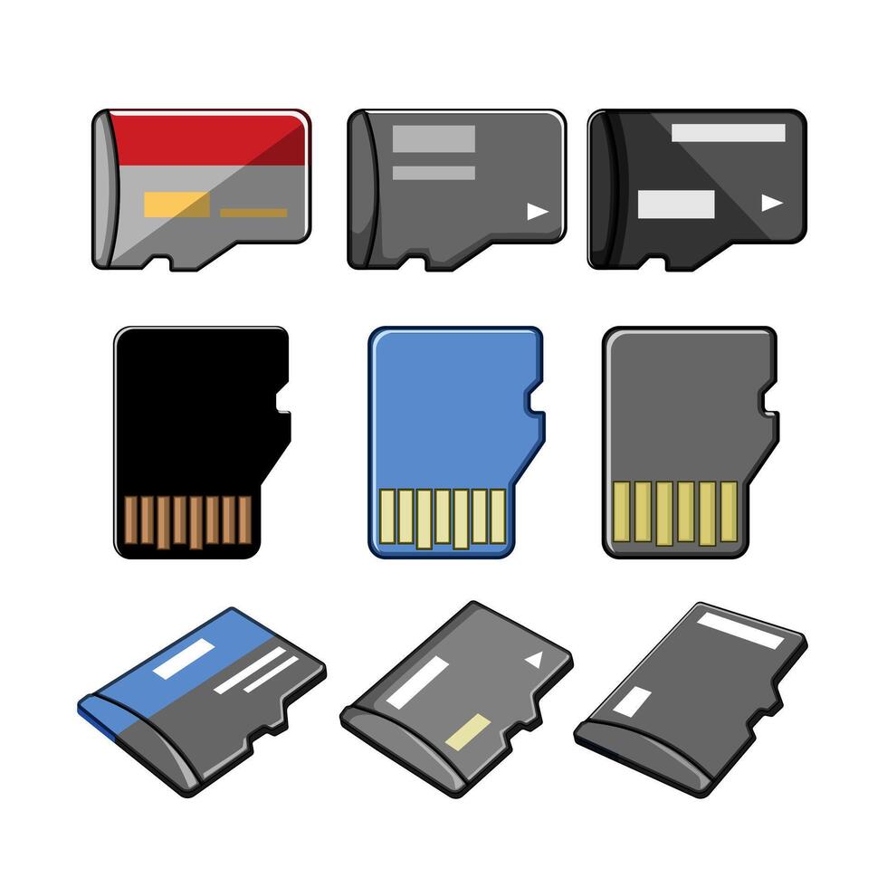 microsd card set cartoon vector