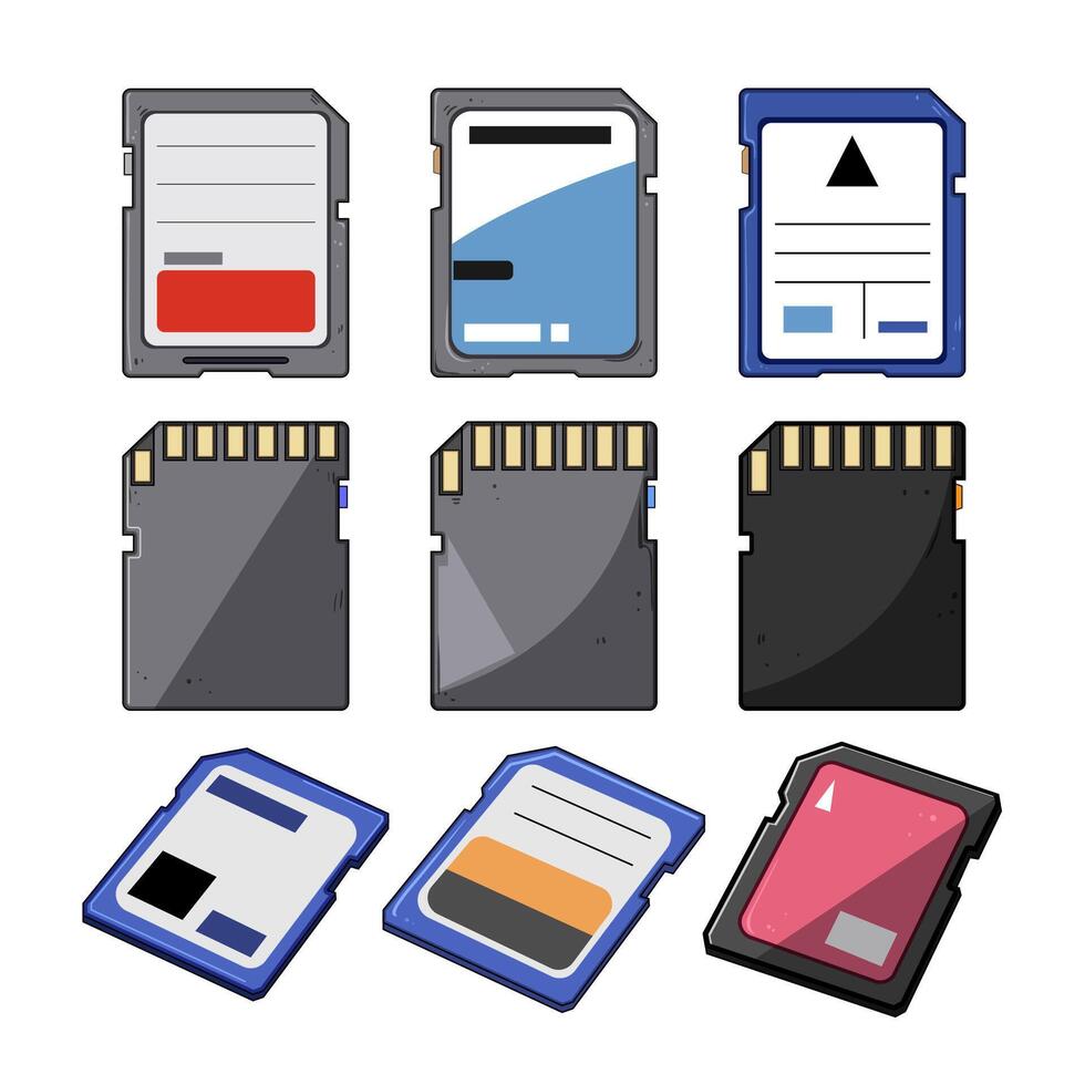 sd card set cartoon vector