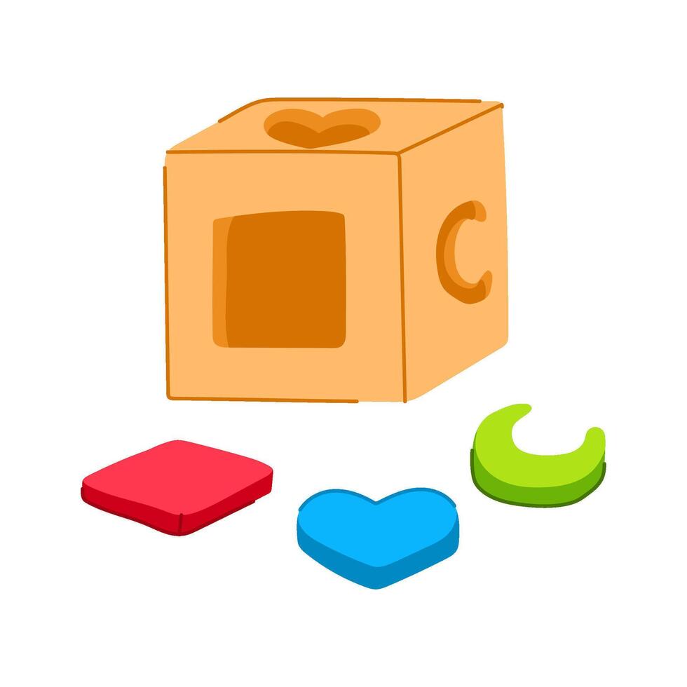 s shape sorter cartoon illustration vector
