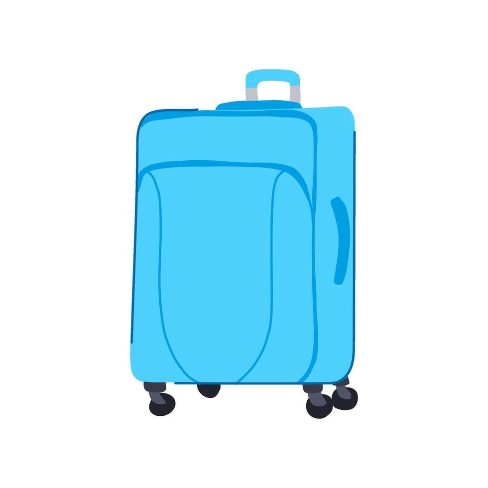 wheels soft shell suitcase cartoon illustration vector