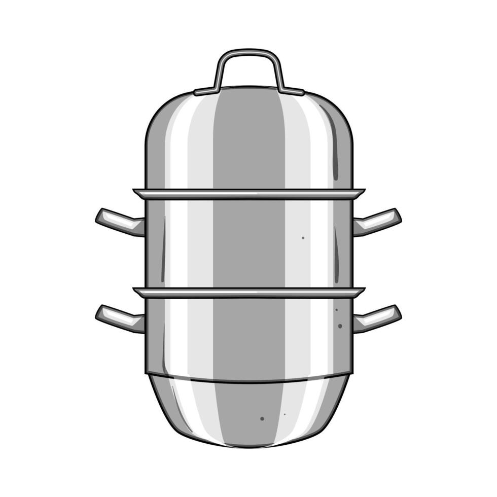 cooking steamer pot cartoon illustration vector