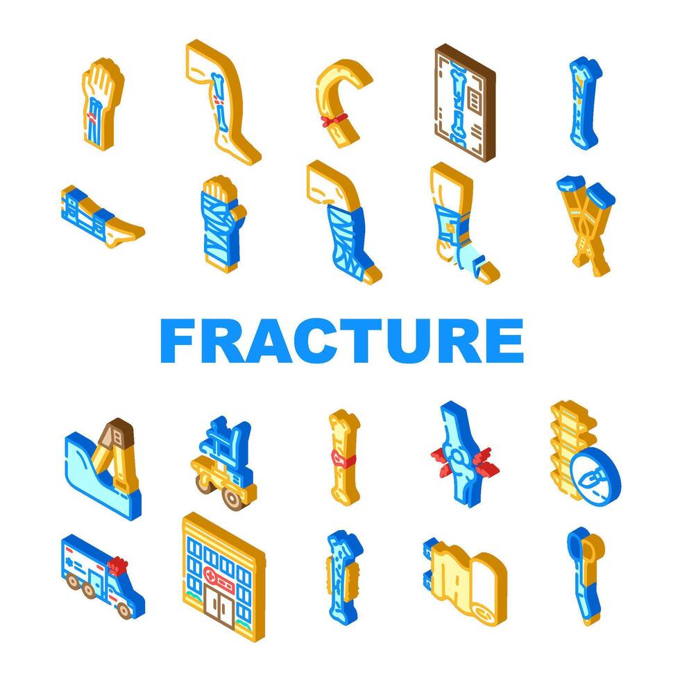 fracture injury bone break icons vector