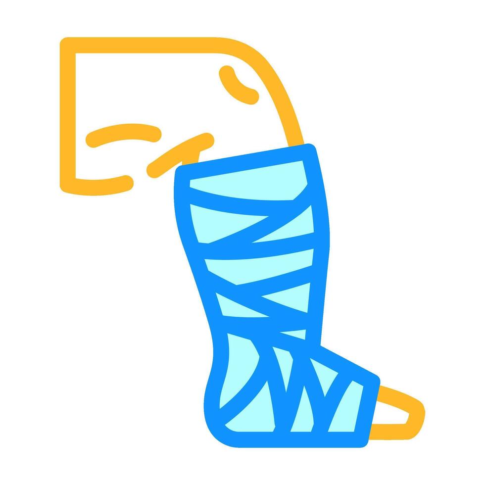 leg cast fracture injury color icon illustration vector