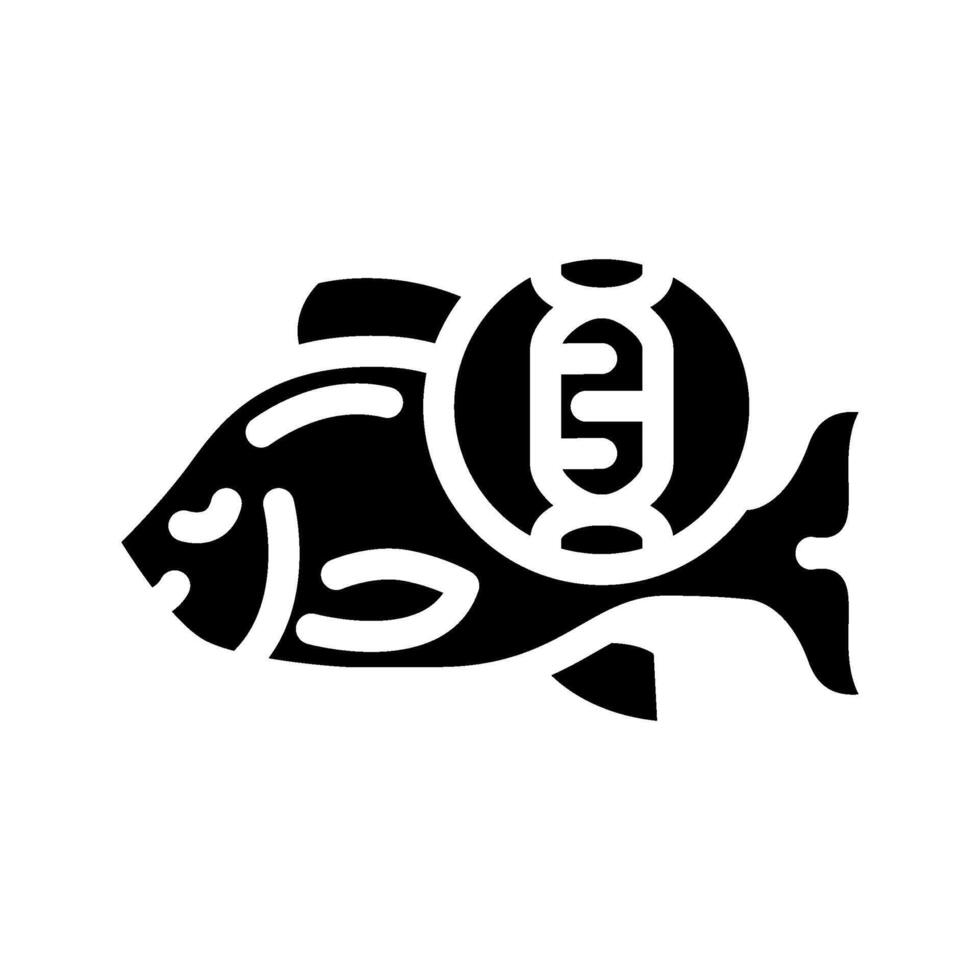 fish with dna genetic engineering glyph icon illustration vector