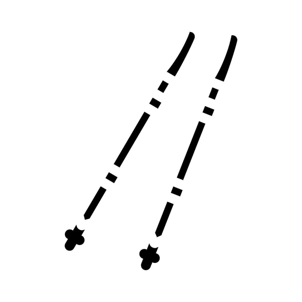 pair nordic walking poles glyph icon illustration vector