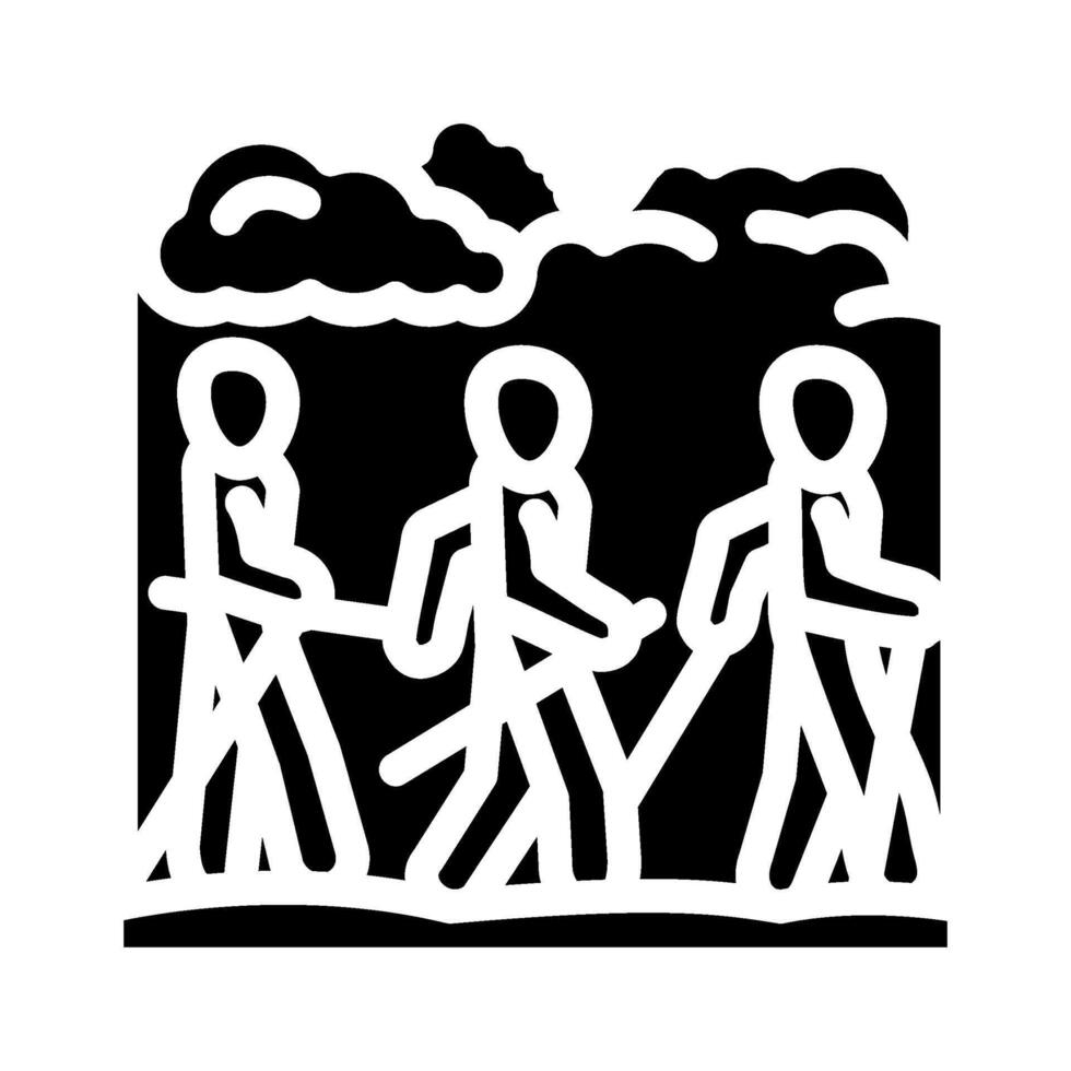 group nordic walkers walking glyph icon illustration vector