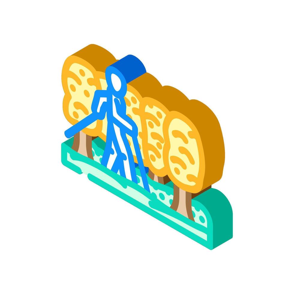 nordic walker forest trail isometric icon illustration vector