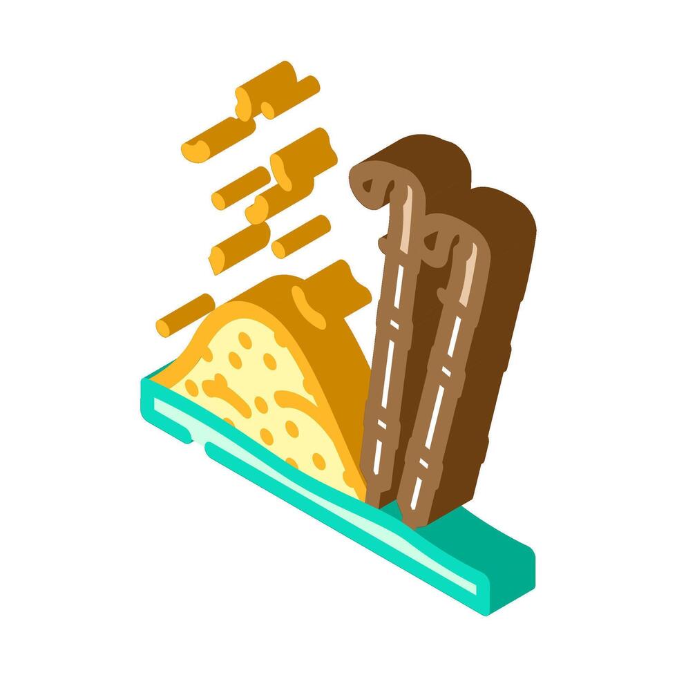 leaf nordic walking poles isometric icon illustration vector