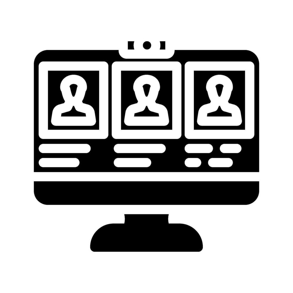 virtual classroom online learning platform glyph icon illustration vector