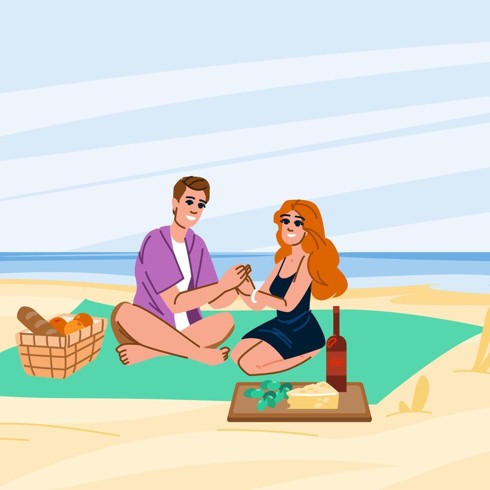 beach couple date seashore vector