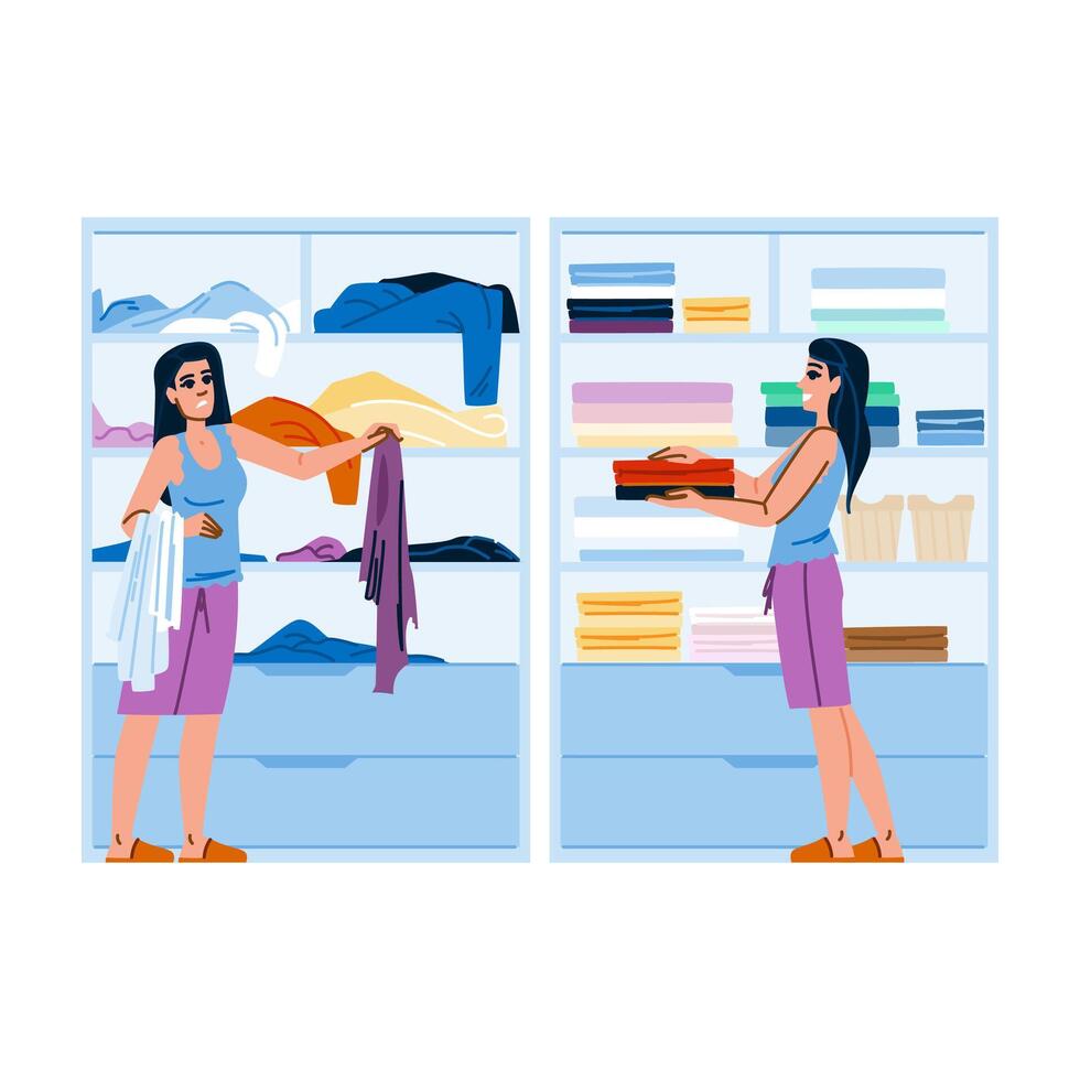 sort organize closet woman vector