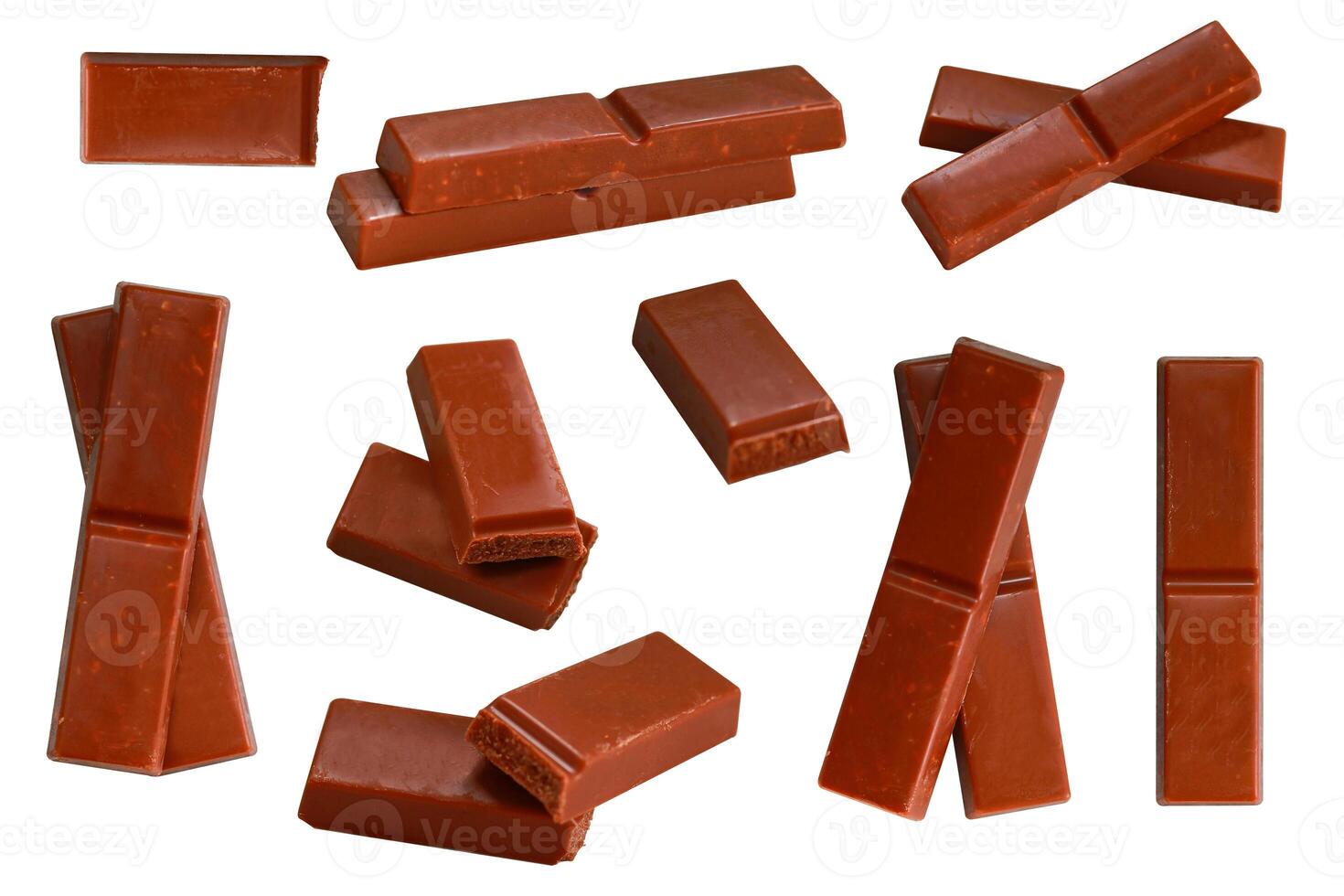 Set of chocolate bars isolated on white background. Clipping path included photo