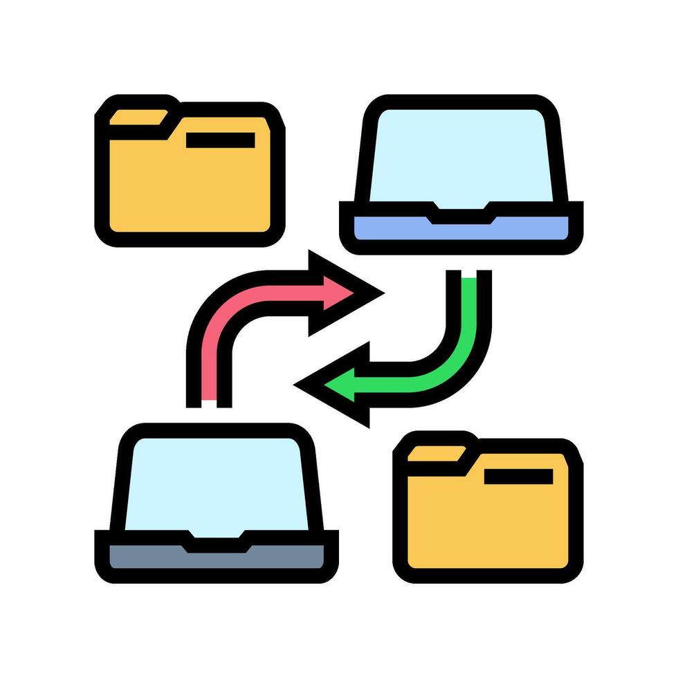 document sharing hybrid work color icon illustration vector