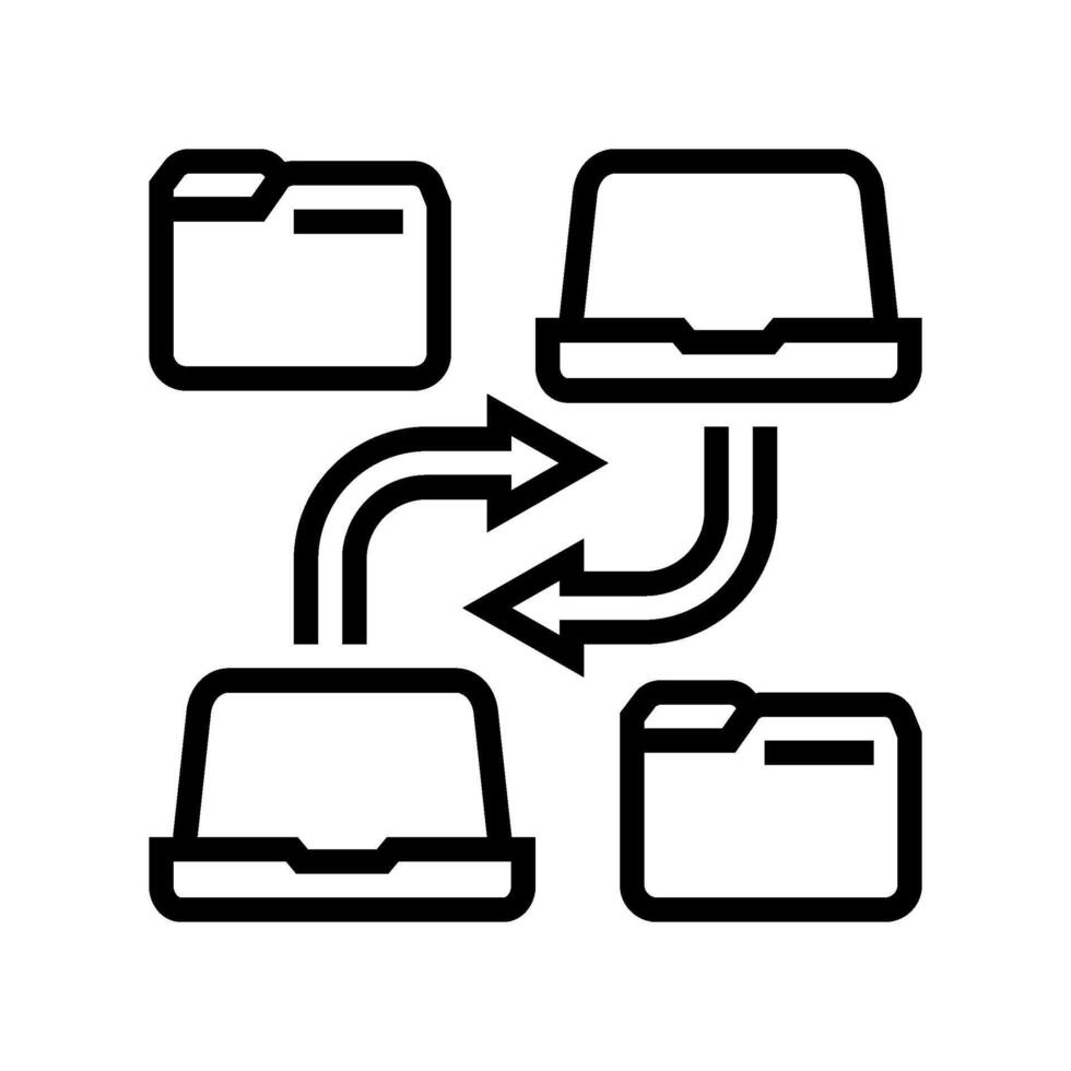 document sharing hybrid work line icon illustration vector