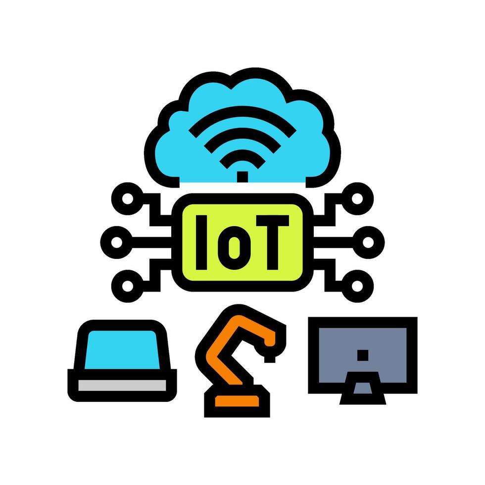 internet of things iot industry 5 color icon illustration vector