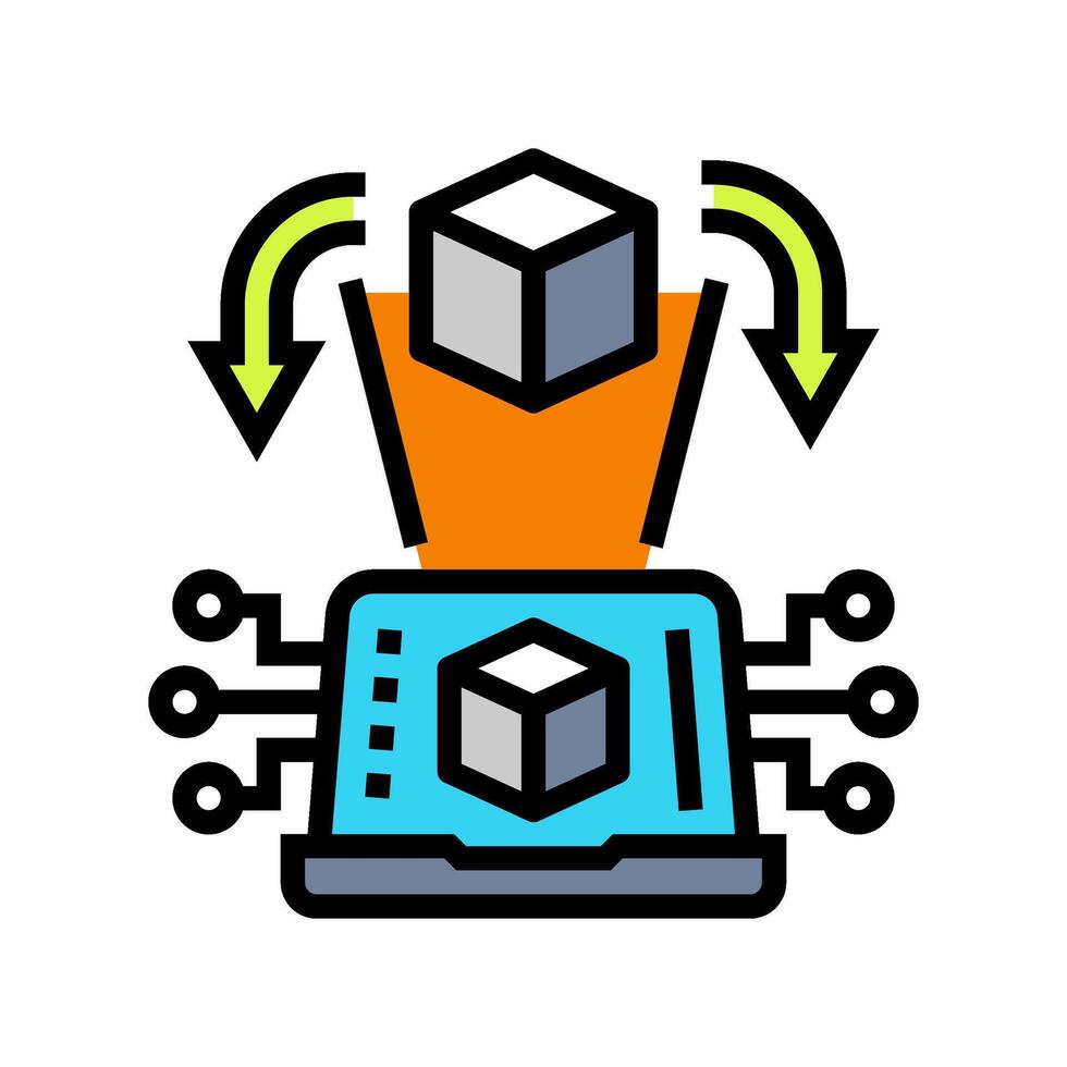 digital twin technology industry 5 color icon illustration vector
