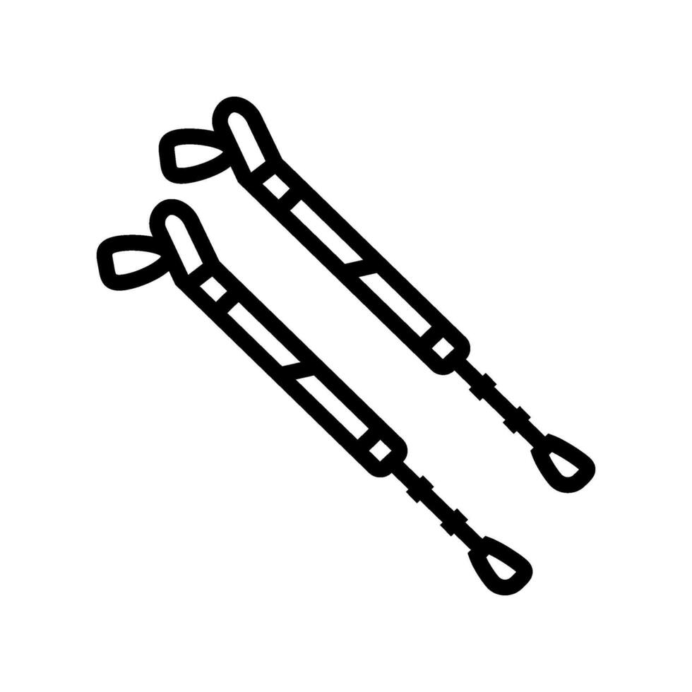 pair nordic walking poles line icon illustration vector