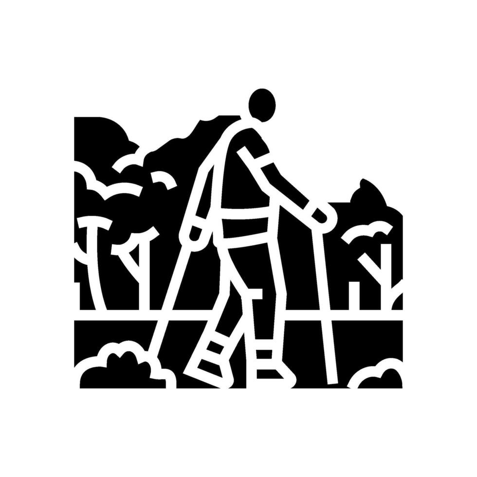 nordic walker forest trail glyph icon illustration vector