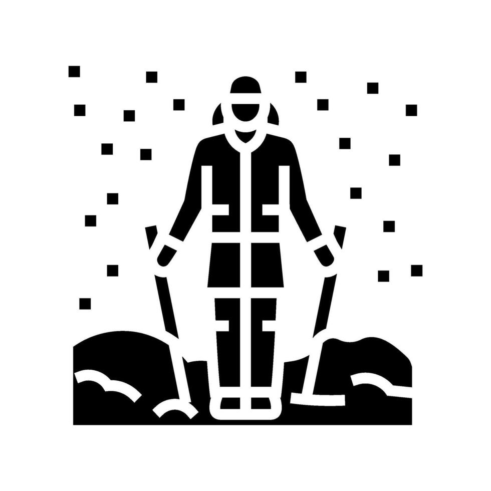 winter nordic walking glyph icon illustration vector