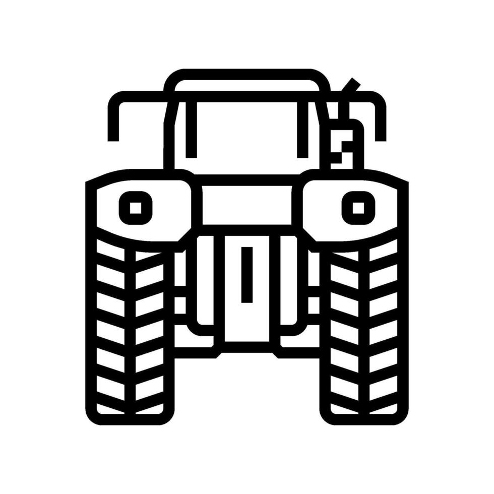 plowing tractor back line icon illustration vector