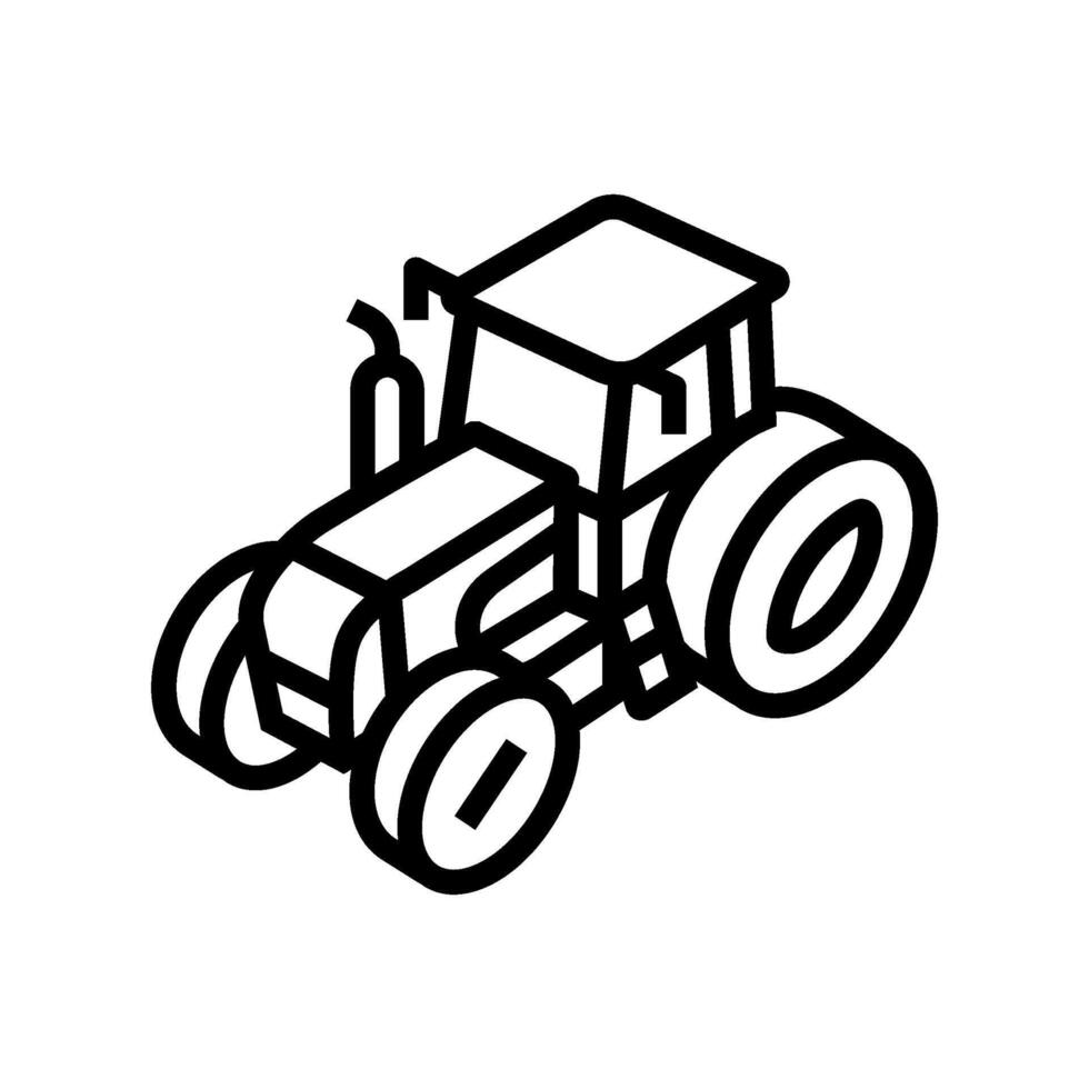plowing tractor line icon illustration vector