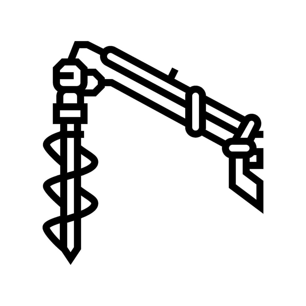 post hole digger tractor line icon illustration vector
