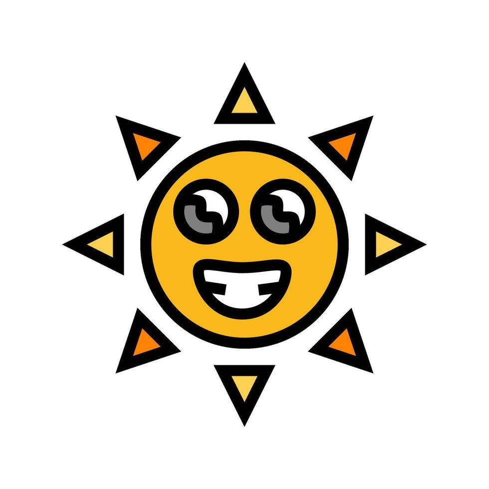 smiling cute sun character color icon illustration vector