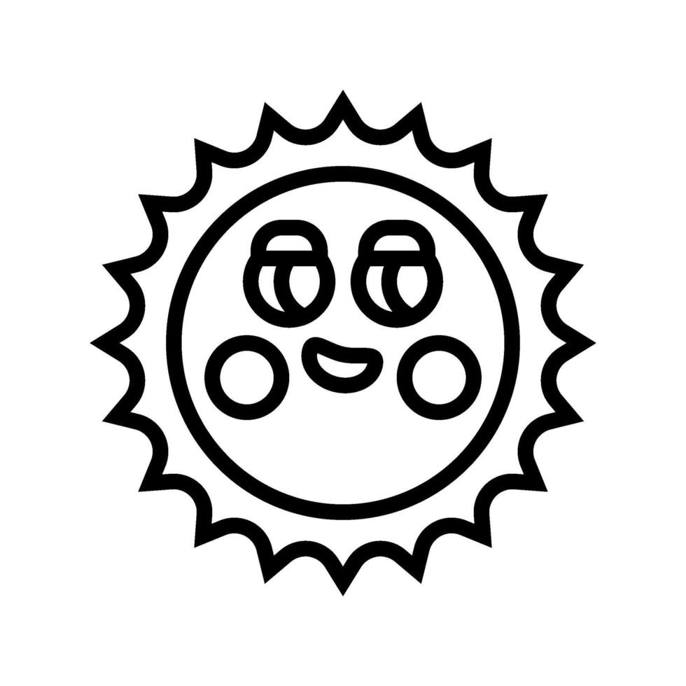 blushing cheeks cute sun character line icon illustration vector