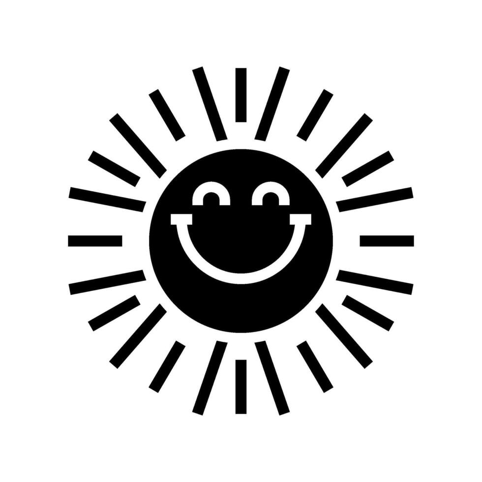 happy rays cute sun character glyph icon illustration vector