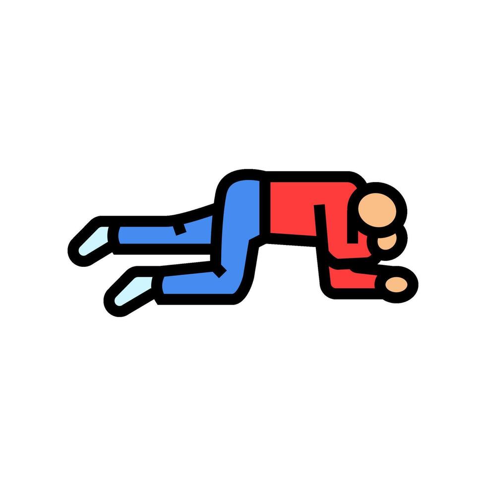placing unconscious victim recovery position color icon illustration vector