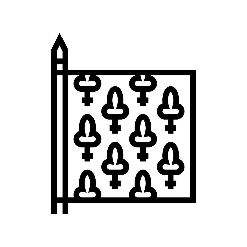 flag heraldry medieval line icon illustration vector