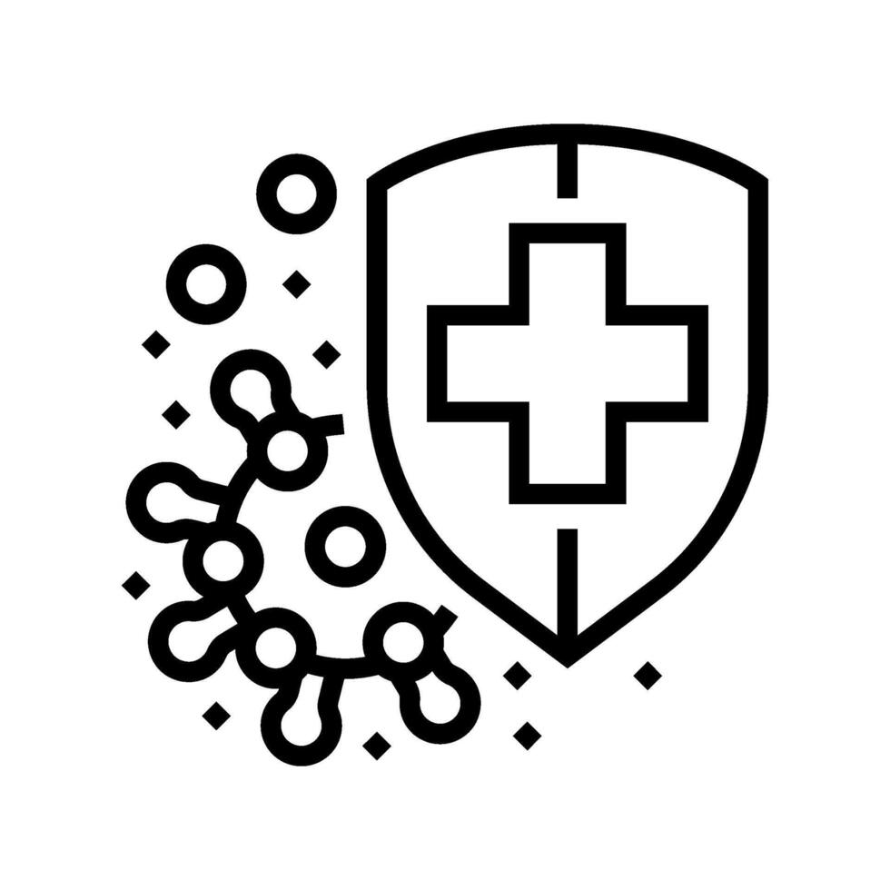 immunity shield immunization line icon illustration vector