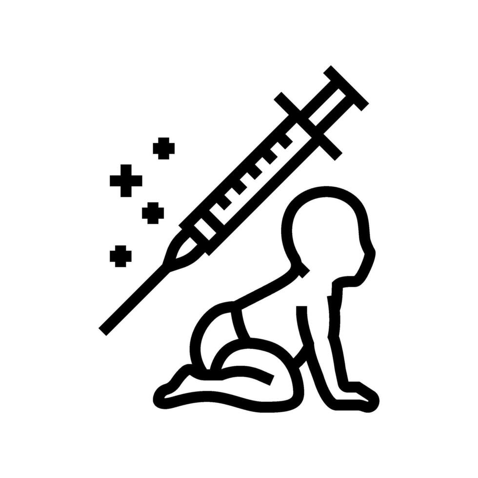 child vaccination immunization line icon illustration vector