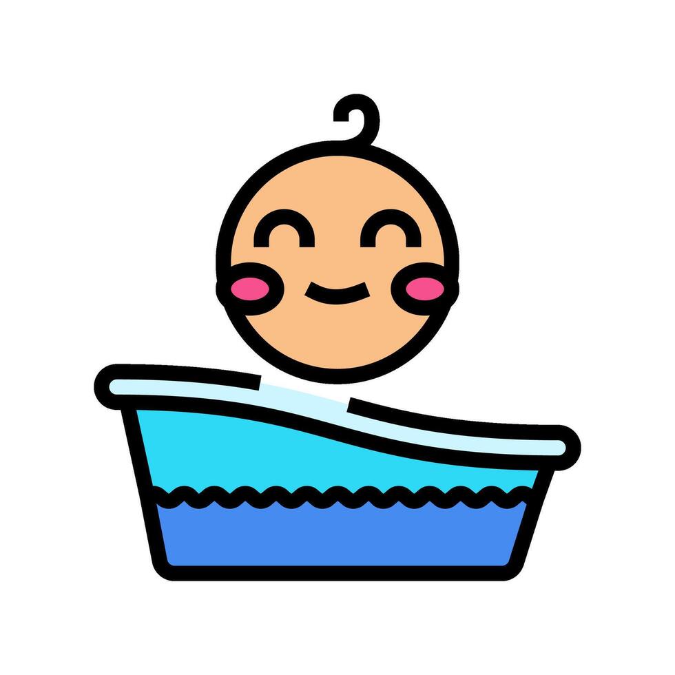 baby bathing child care nurse color icon illustration vector