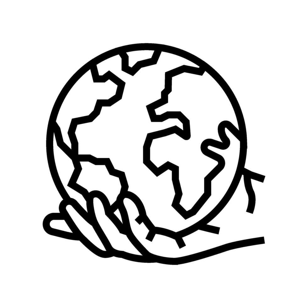 hands holding a globe eco conscious line icon illustration vector