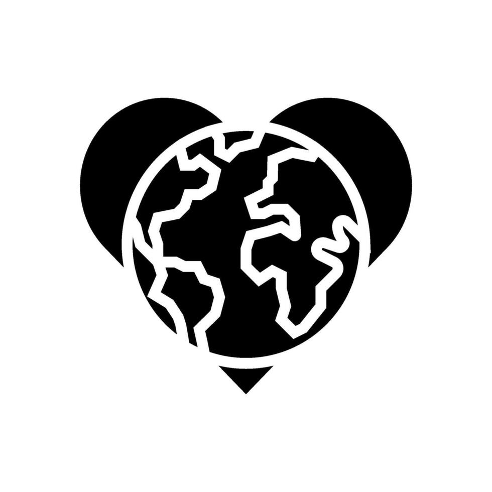 earth heart eco conscious glyph icon illustration vector