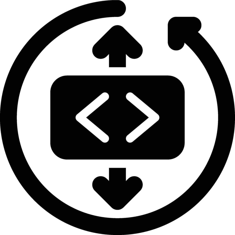 Continuous Deployment, Continuous Delivery, Coding Solid Glyph Icon vector
