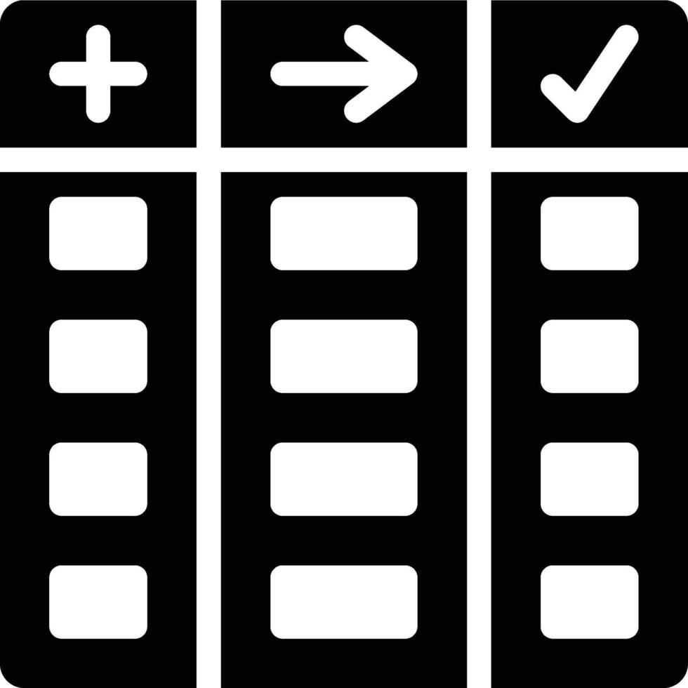 Kanban, Task Board, To Do Solid Glyph Icon vector