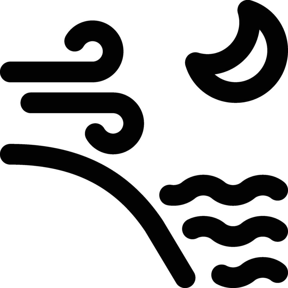 Land Breeze, Onshore Breeze, Land Wind Outline Icon vector