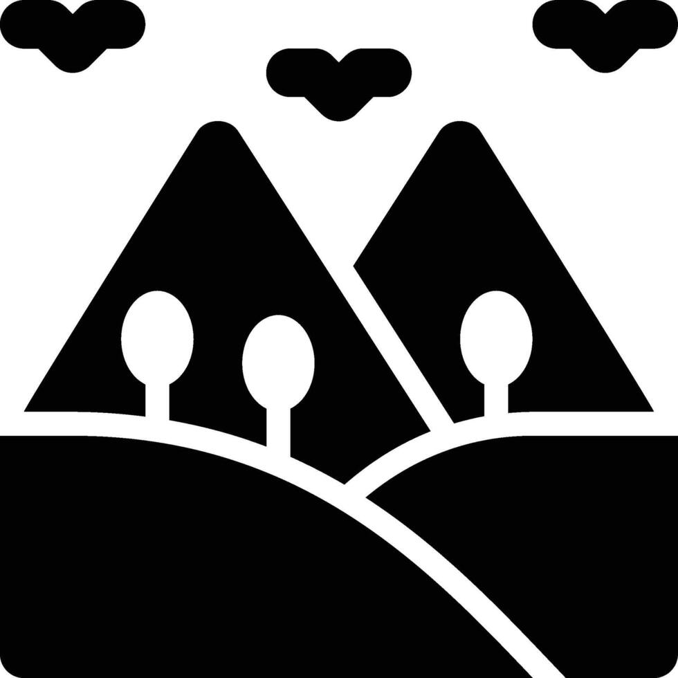 Valley, Dale, Mountain Solid Glyph Icon vector