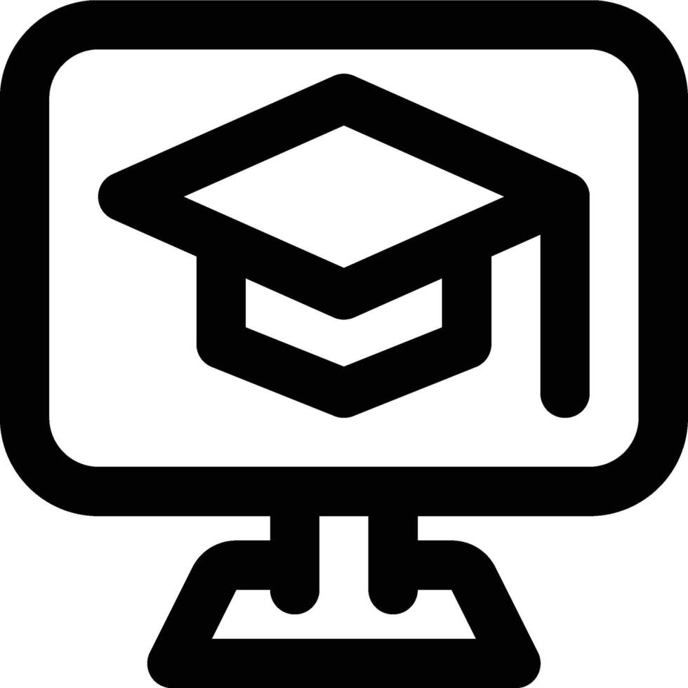 Online Education, Online University, Online Graduation Outline Icon vector